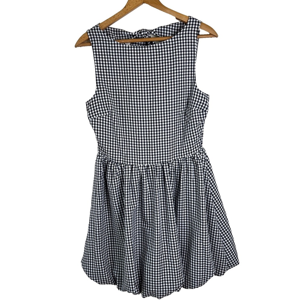 Le Lis Nene Gingham Bubble Hem Dress Sz M Mini Open Back Cottage Core Summer $96